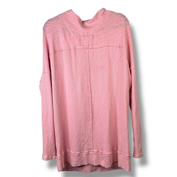 We The Free Pink Free People Casey Ribbed Knit Mock Neck Tunic Longline Sweater - Picture 8 of 11